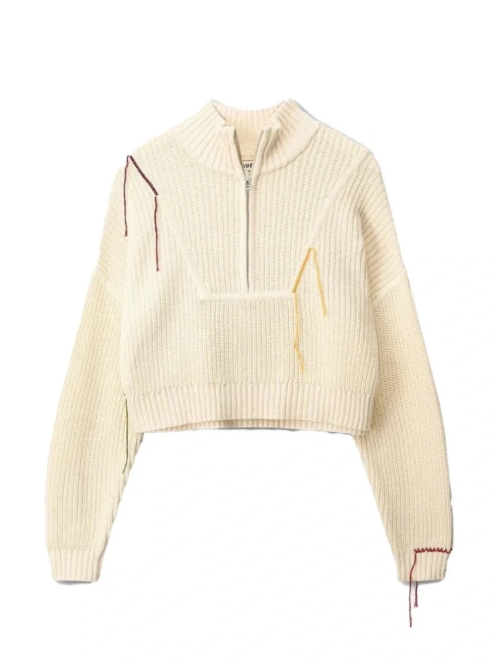 STAUD Cream Cropped Cardigan with Leopard Motif, Size XS, EUC - Picture 3 of 5